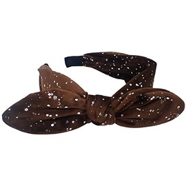 Topkids Accessories Dotted Velvet Bow Alice Bands Adult Women, Hair Accessories for Women, Hair Bands for Women, Thick Headband, Womens Headbands, Head Bands Adult Women, Wide Headbands (Brown)