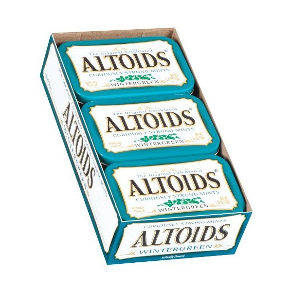 Altoids Wintergreen Candy, 1.76oz Tin Container, 12 Containers/box