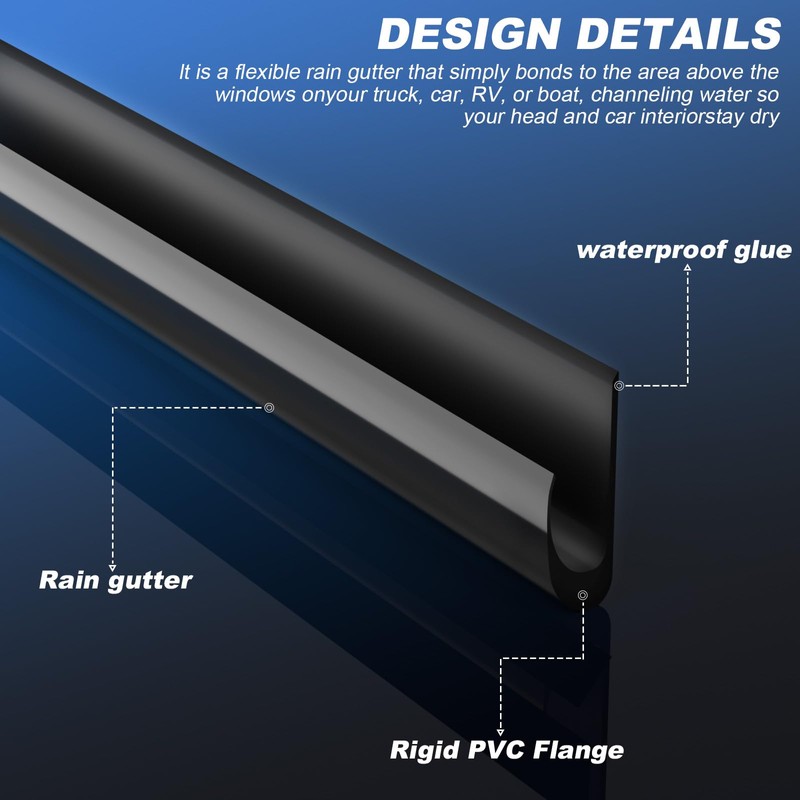 RV Rain Gutter,PVC Plastic drip Guides,for Cars, Vans, caravans, roof
