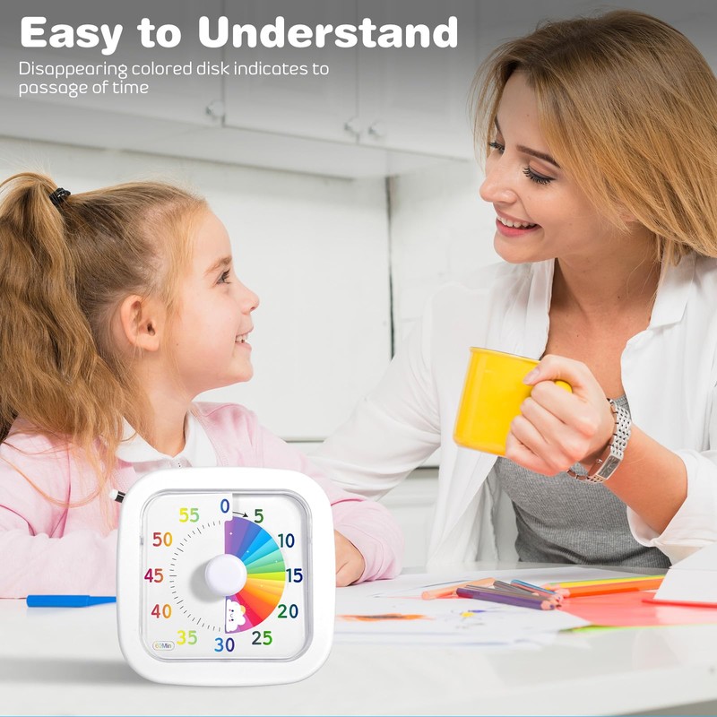 NLMWTI Visual Timer for Children, 60-Minute Countdown Timer for Classroom,