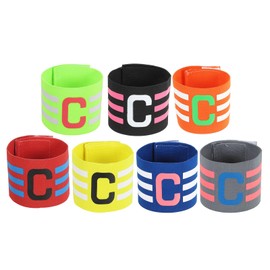 sourcing map Soccer Captain Armband, Nylon Captain Arm Bands for Soccer Elastic Captain C Arm Band Sports Captain Armbands for Football Team Grey/Orange/Black/Green/Blue/Red/Yellow, Pack of 7