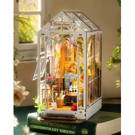 Rolife Rolife Book Nook Kits for Adults DIY Miniature Kit with LED Light for Desk Library Bookshelf Decoration 3D Wooden Puzzle Greenhouse Booknook Model Kits for Adults to Build Gifts for Women
