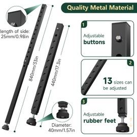 WooFog Window Security Bar, Sliding Door Security Bar, Upgrade 17-33 inch Window Lock Bar with Adjustable Feet for Child Safety/Burglar, Window Stoppers for Sliding Windows/Patio Door (Black-4 PCS)