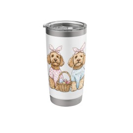 Cute Easter Golden Doodle Dogs Easter Basket Easter Eggs Dog Stainless Steel Insulated Tumbler