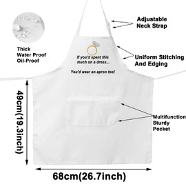 WZMPA Wedding Apron For Bride Bridal Shower Gift If You'd Spent This Much On A Dress Adjustable Apron For Wedding, Spent Much Apron, Medium