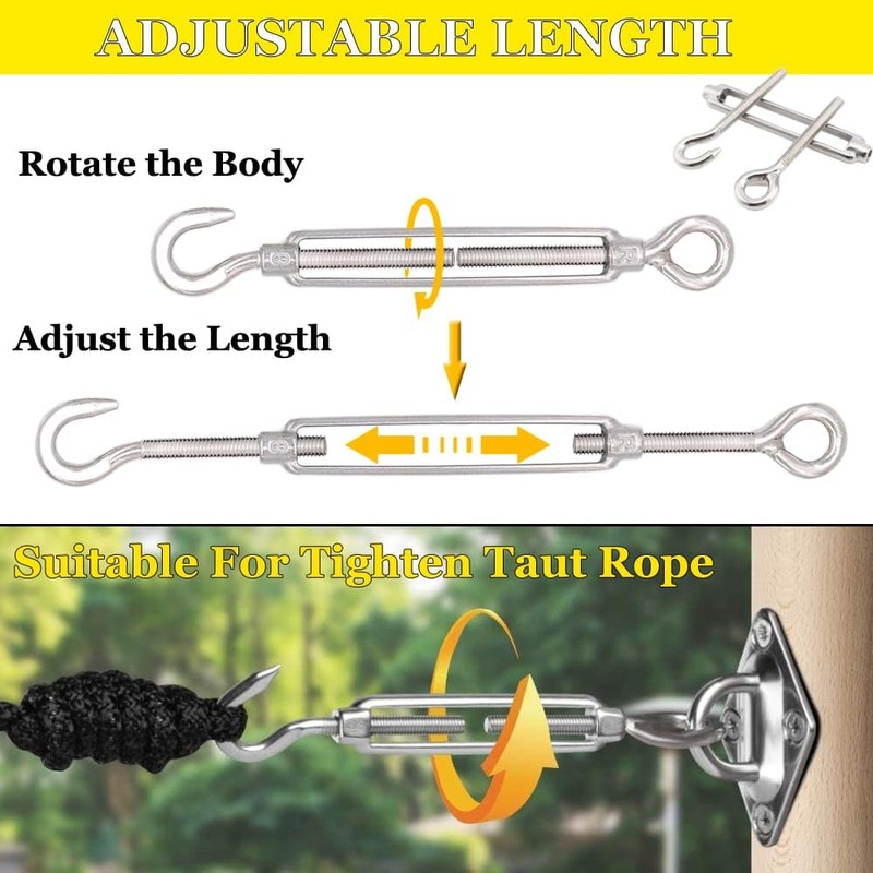 Turnbuckle Lsqurel 10PCS 304 Stainless Steel Turnbuckle Hook and Eye
