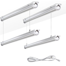 Skymoatled 4Pack 4FT LED Shop Light Garage Lights,50W 6000K 7500LM White Light,Hanging/Surface Mount,Plug and Play,Linkable T8 LED Shop Lights,Commercial Bay Lighting for Warehouse Workshop Basement