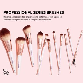 Professional Makeup Brush 11 Piece Set, Premium Synthetic Vegan Brushes Kit for Blending Powder, Foundation, Concealer, Blush & Eye Shadow, Cruelty-Free