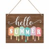 8"X10" Hello Summer Hanging Wooden Plaque - Melting Popsicle -