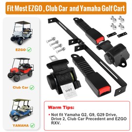 MOSNAI 61 Inch DOT Golf Car Seat Belt Kit for EZGO TXT Club Car DS Yamaha, Not Fit EZGO RXV, Club Car Precedent/Onward/Tempo and Yamaha G2, G9, G29 Drive, Drive 2
