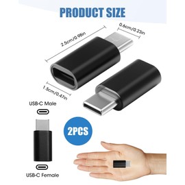 2 Pack USB C Data Blocker, USB C to C Charge Only Adapter for Anti Juice Jacking, Supports up to 240W PD Fast Charging Stop Data Theft for Modern Smartphones Android Devices Tablets Laptops (Black)