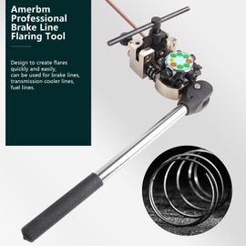 Amerbm Professional Brake Line Flaring Tool, 45 Degree Set, Single Double and Bubble Flares Tool Kit for Steel, Copper Tube