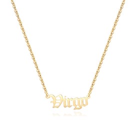 Aimber 18K Gold Plated Astrology Necklace for Women Jewelry,12 Zodiac Pendant Horoscope Constellations Necklace(Letter,Virgo)