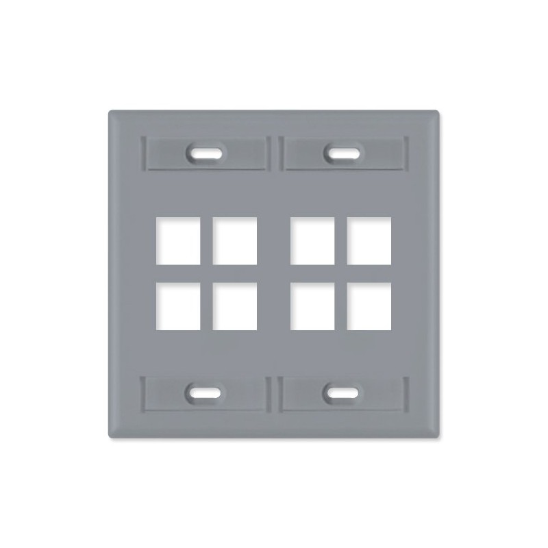 Leviton 42080-8GP 8-Port Dual Gang QuickPort Wallplate with ID Windows,
