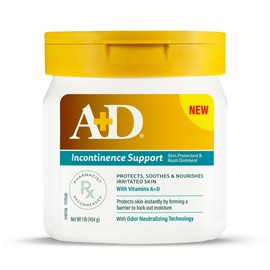 A+D Incontinence Support Skin Protectant & Rash Ointment – Treats & Prevents Incontinence Rash, Soothes Chafed Skin, Odor Neutralizing Technology - 16 oz