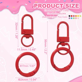 PATIKIL 12 Pcs Lobster Claw Clasp, Colorful Metal Keychain Clasp Swivel Hooks with Spring Key Rings Trigger Clips for Bag Door Key Chains DIY Craft Jewelry Making, Multicolor