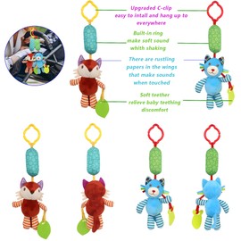 Baby Hanging Rattle, Wrist Rattles Foot Finder Rattle Sock, Hand and Feet Rattle Toy, Newborn Present Baby Shower Birthday Gift Set for0 3 6 9 12 24 to 36 Months Babies(12 E)