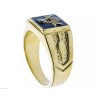 Masonic Mason men's CZ ring black enamel 14K yellow gold