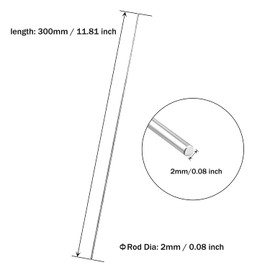 TOP-VIGOR 5Pcs 2mm x 300mm Stainless Steel Round Rods, 2mm Metal Rod Solid Round Shaft Rods Lathe Bar Stock for DIY Crafts Car Helicopter Airplane Model