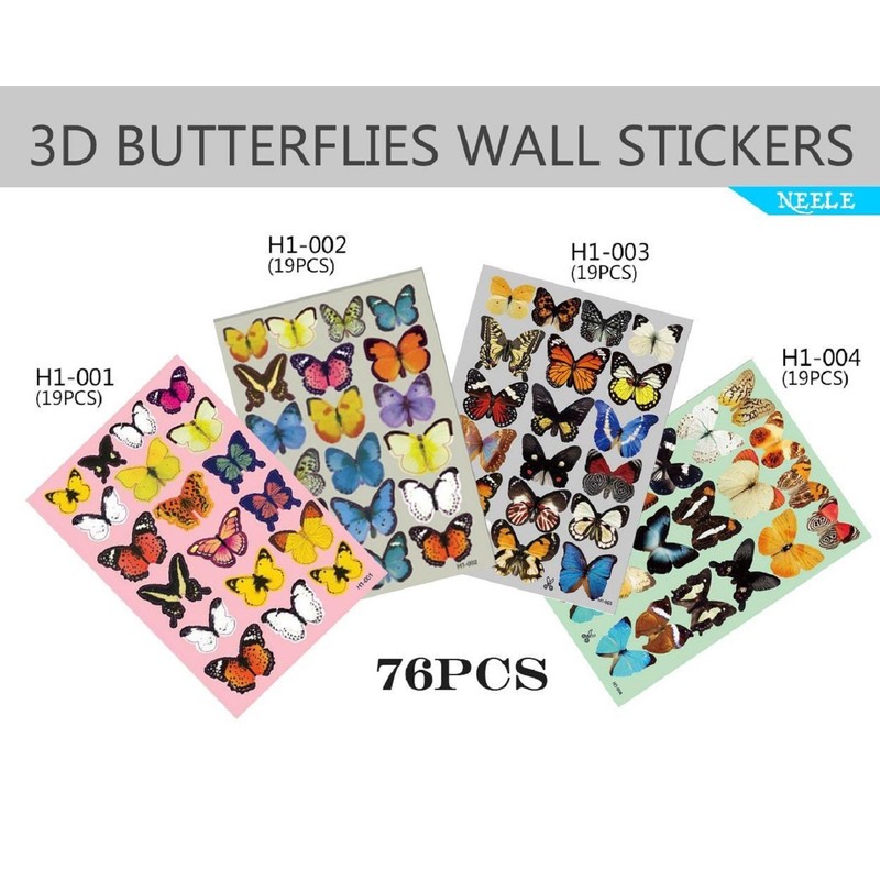 Jaamso Royals 'Multicolor 3D Butterflies' Wall Sticker 4 Combo of