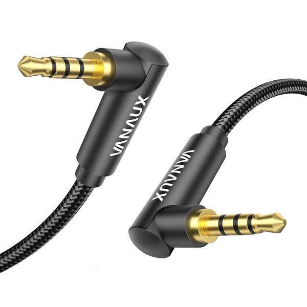 VANAUX 4 Pole AUX Cable, Double-Sided L-Shaped, 3.5mm TRRS Audio