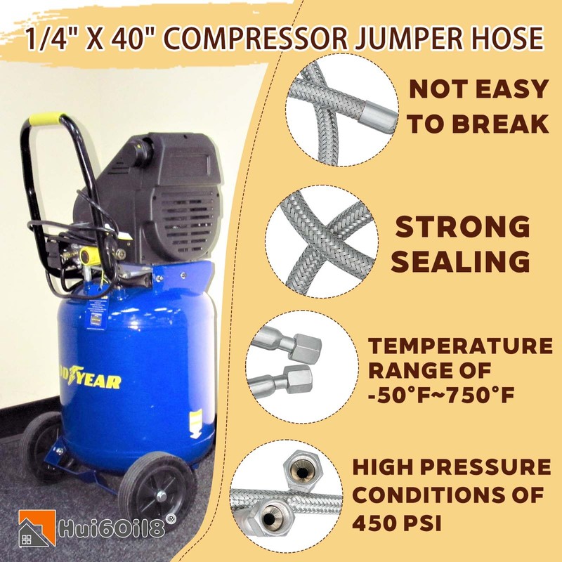 1/4" x 40" Compressor Jumper Hose (1/4" NPT Connector x