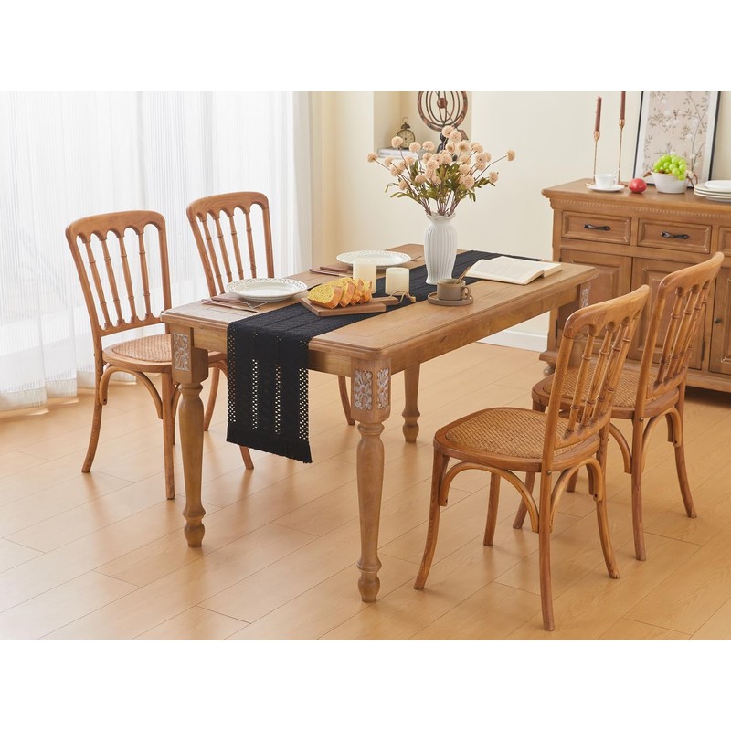 YATOJUZI Black Table Runner Pure Black Boho Table Runners with