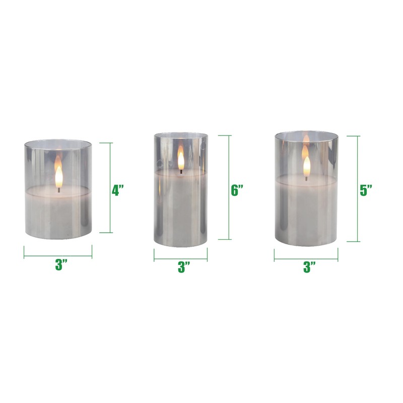 Stonebriar 3 Pack Real Wax Assorted Size Flameless LED Pillar
