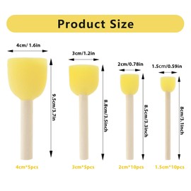 Pack of 30 Painting Sponge Stamps, Round Sponge Brush for Painting Set, Wooden Handle, Foam Brush, Sponge Dab Brush, Paint Sponge for Acrylic Paint, Children's Doodle, Watercolour Art and Craft