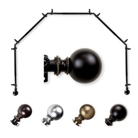 Domovina Elias 13/16" 5-Sided Bay Window Curtain Rod Black/140-240