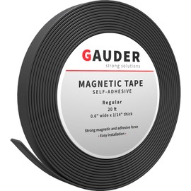 GAUDER Magnetic Tape Self Adhesive (0.6 Inch x 20 Feet) | Magnetic Strips with Adhesive Backing | Magnet Roll