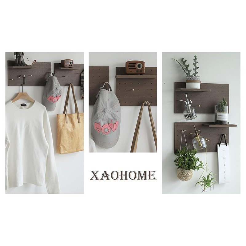XAOHOME Wooden Pegboard, Sturdy Peg Board for WallsModular Grid Organizer,