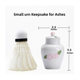 MYMYYT Flowers Small Urn Ashes Keepsake- 3 .5 inches Ceramic Hand Draw Pink Flower Mini urn， Capacity 5 Cubic inches Memorial Funeral urn for Human, Adult, Child, Pets - Qnty 1