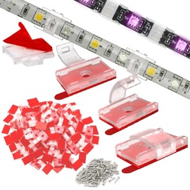 100PCS Mounting Clips for LED Strip Lights with Self-Adhesive Tape + Screws-Light Clips, Ideal Mounting Brackets for 0.47inch/12mm Both Indoor Strip Light and Outdoor Waterproof Light Strips