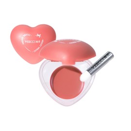 VEECCI Pudding Lip & Cheek Multi-Use Cream | Heart-Shaped Lip Gloss | Natural Hydrating Glow Multi-Use Dewy Balm with a Long-Lasting and Smudge-Proof Formula (02Lively Girl)