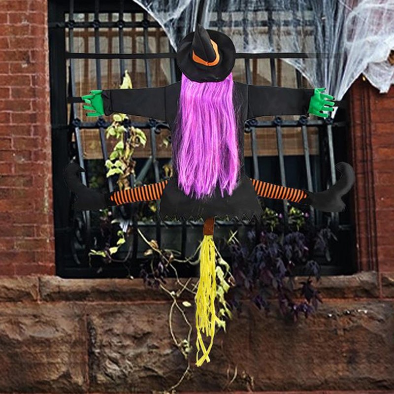 Witch Decor, Crashing Witch Into Tree Decoration, 39.4Inch Funny Props