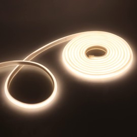 GQL Flexible COB Neon Light Strip, 220V LED Strip 288 LEDs/m, Cut to 50cm, IP65 Waterproof Modified Silica Gel Rope Light with UK Plug Power Supply (5m, Natural White)