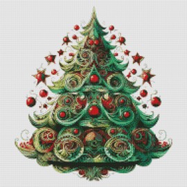 Gofission 11ct Stamped Cross Stitch Kits for Adults Beginners, Christmas Tree DIY Pre Printed Cross Stitch Embroidery Set with Accessories Wall Decor 50x50cm