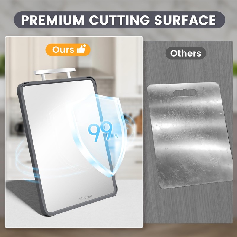 Kikcoin Double Sided Stainless Steel Cutting Boards for Kitchen, Stainless