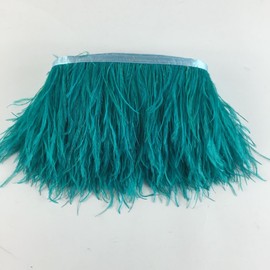 Sowder Ostrich Feather Trim Fringe Sewing Ribbon for Wedding Crafts Costumes Decoration DIY 2 Yards 3-4inch Width(Teal)