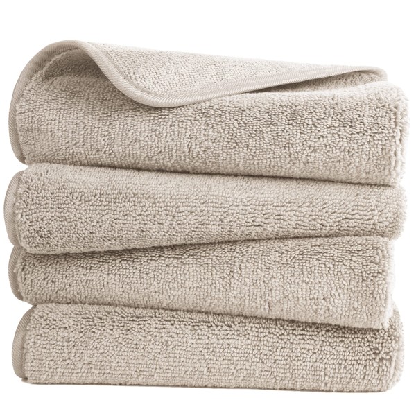 Polyte - Premium Microfibre Towel - Lint Free & Quick Drying - Beige - 41 x 76 cm - Pack of 4