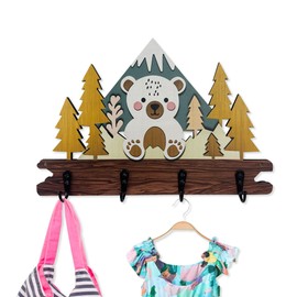 Midrean Decorative Wooden Cute Colorful Animal Nursery Kids Wall Coat Hanging Rack Wall Mount Children's Room Towel Hooks Baby Clothes Hanger