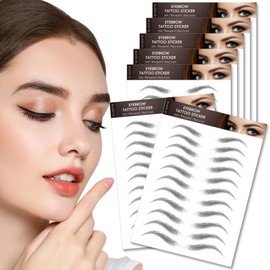77 Pairs Hair-Like Black Eyebrow Tattoo Stickers, 4D Natural Fake Eyebrow Sticker, Waterproof Temporary BrowFake Stickers for Women & Girls Makeup (Black)