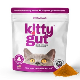 KittyGut 3-in-1 Organic Cat Probiotics & Postbiotic Supplement Powder- Made in USA-Probiotics for Cats Promote Gut Health and Cat Digestive Support, Diarrhea and Vomiting (60g)