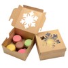 WEEPA 25pcs Bakery Boxes with Window 4x4x2.5" Snowflake Square Kraft