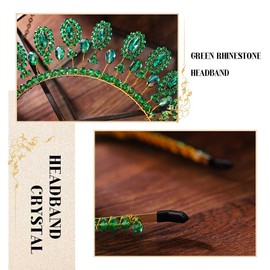 Flayem Green Crystal Headband Rhinestone Hair Band Green Beads Headband Party Costume Hair Accessories for Women and Girls