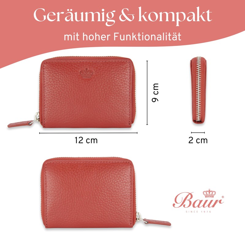 Baur Women's Genuine Leather Wallet, Mini Wallet with RFID Protection,
