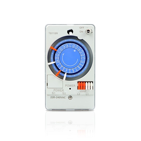 Mechanical Time Switch, TB118N 220VAC Automatic 24 Hour Low Power Consumption Time Switch for Water Heater Street Light