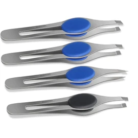 Eyebrow Tweezers Slicker Tweezers Set Angled Pointed Straight with Non-Slip Handles