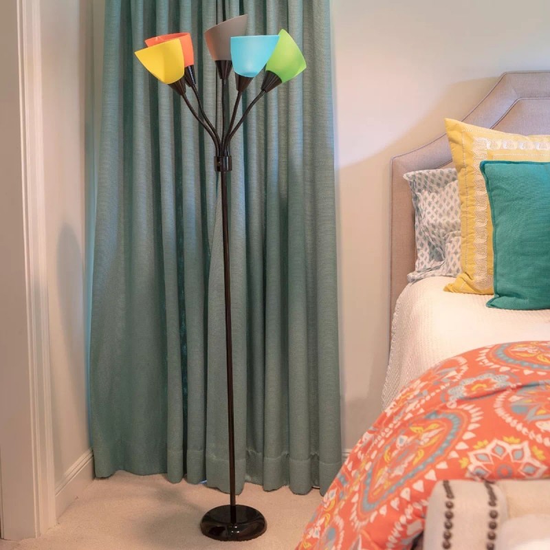 Mainstays Lampara De Pie Mainstays 5 Luces Pantalla Multicolor Pastel